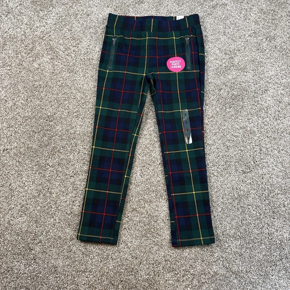 Children's Place‎ Girls Perfect Ponte Pants 5 NWT Spruce Plaid Stretch Skinny